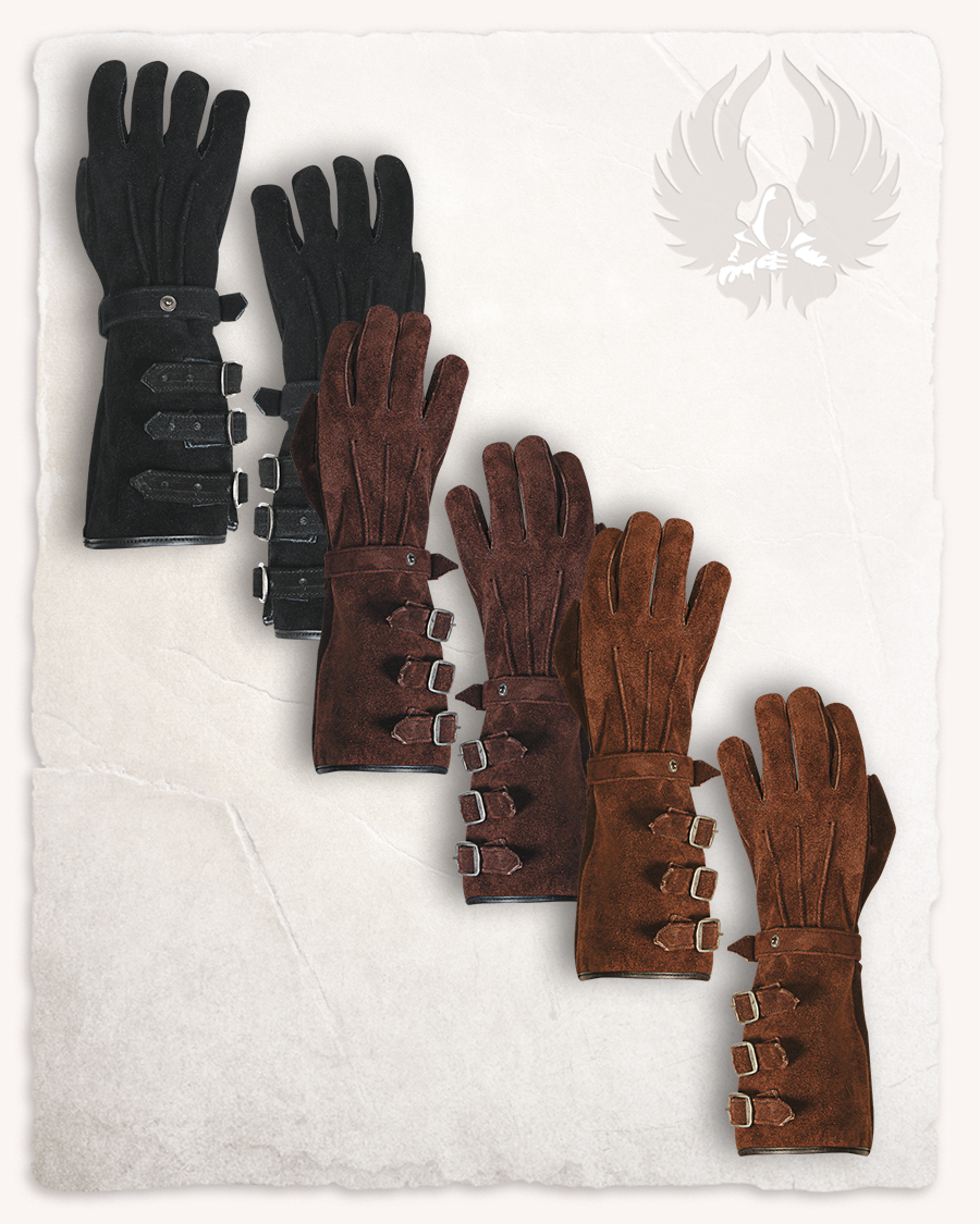Large Size Medieval Genuine Suede Leather Gloves for Gauntlets LARP Costume 